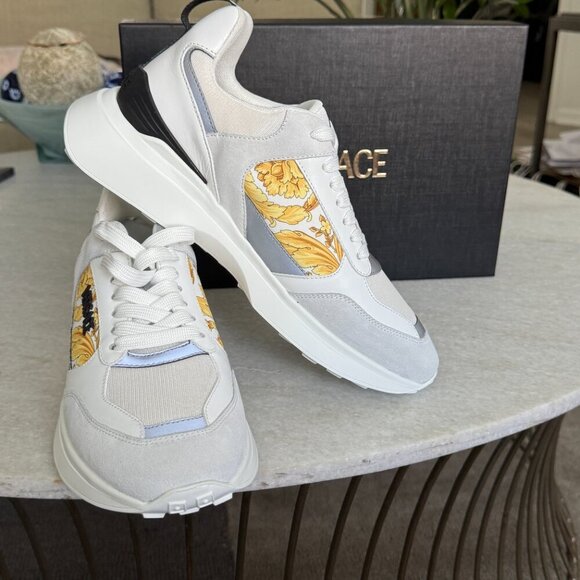 VERSACE‎ 1011942 Barocco White Leather Sneakers, Size 44 main image 10